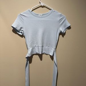 Light blue tie baby tee